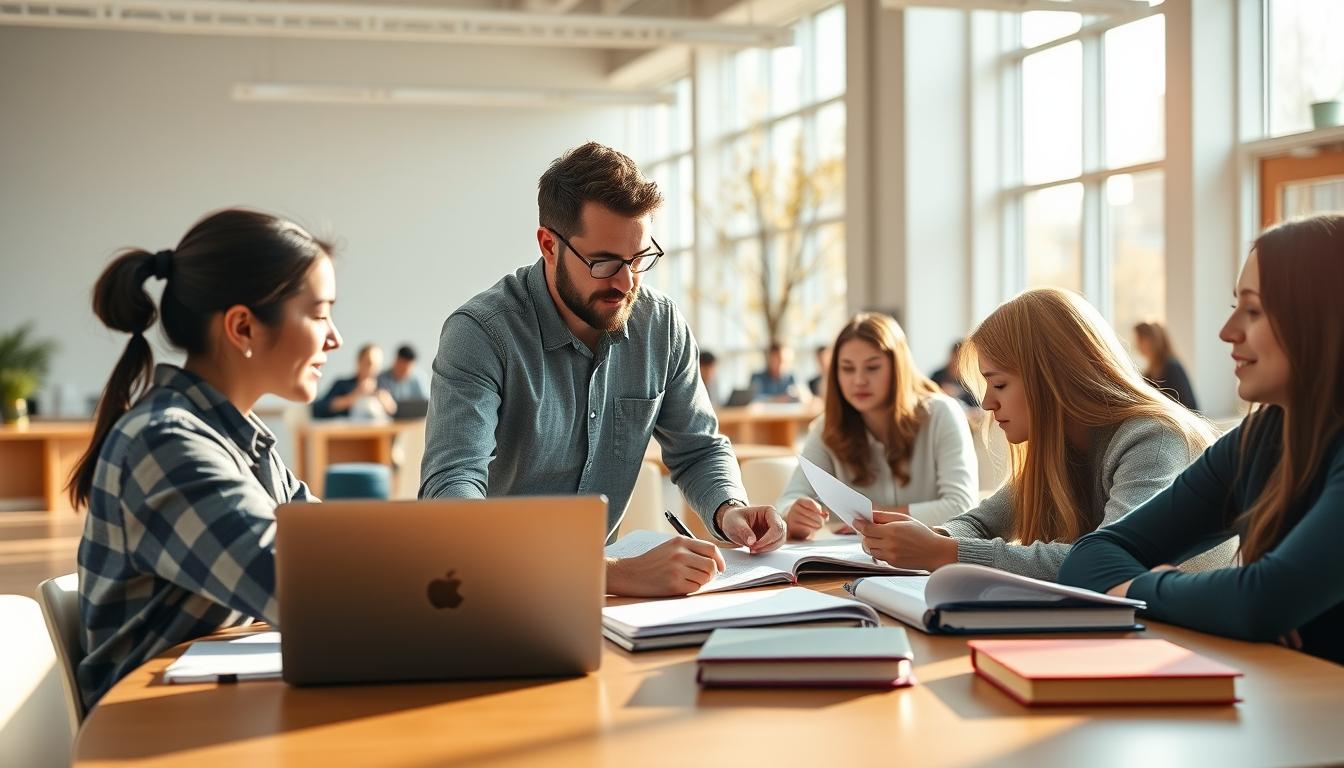 Students working in research laboratory